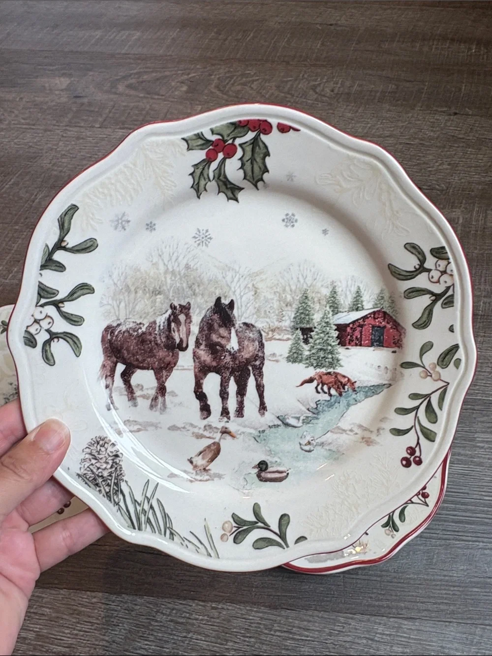 Better Homes & Gardens Christmas Heritage Tree Salad Plates Forest Set of 4